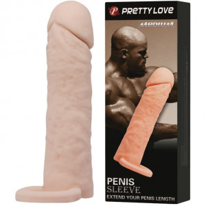 Удлиняющая насадка для пениса Penis Sleeve Medium с подхватом мошонки 16 см, Baile