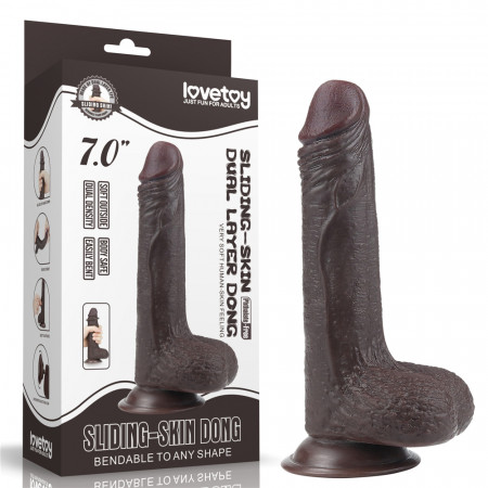Фалоімітатор - Sliding-Skin Dual Layer Dong 7 Black