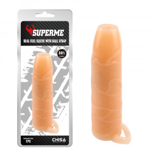 Насадка на член - SuperMe Real Feel Sleeve With Ball Strap