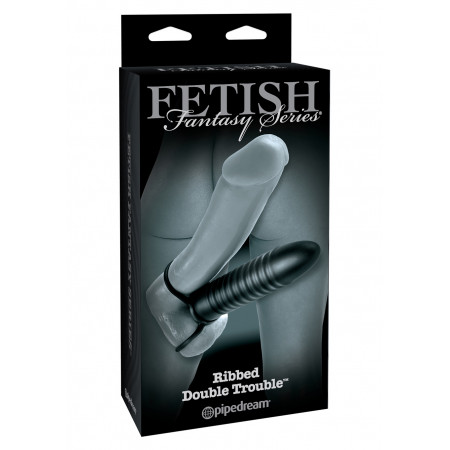 Насадка для двойного проникновения FFLE Ribbed Double Trouble Black