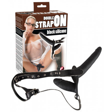Двойной страпон Double Strap On Black Silicone